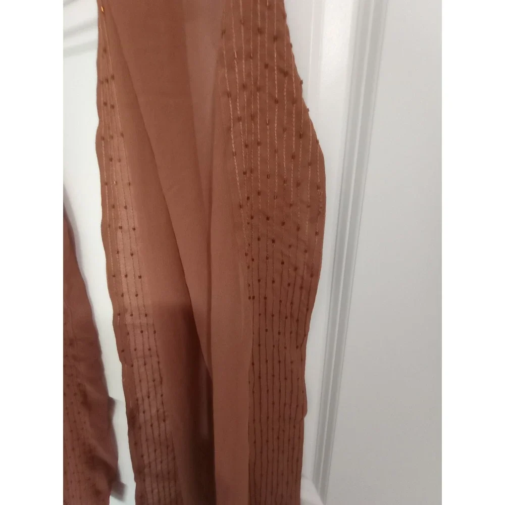 Rust‎ Beaded Chiffon Long Scarf 18